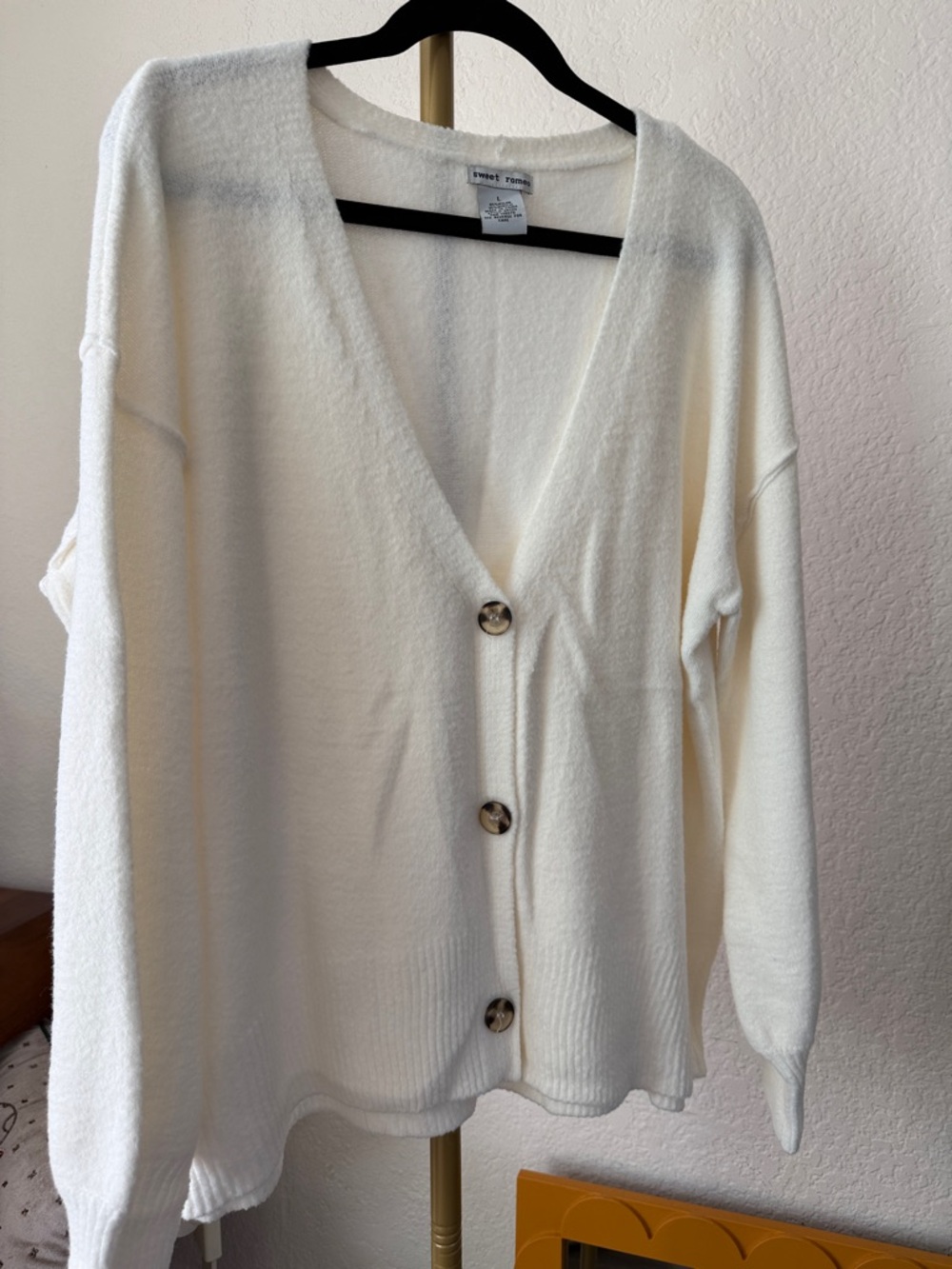 Sweet Romeo Ivory Button-Front V-Neck Cardigan